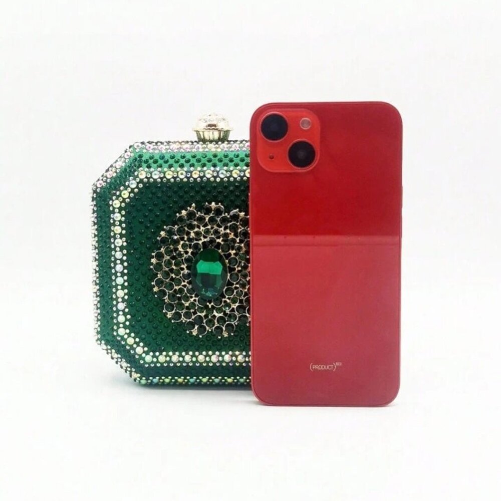 Emerald Green Rhinestone Handbag - Picture 2 of 9